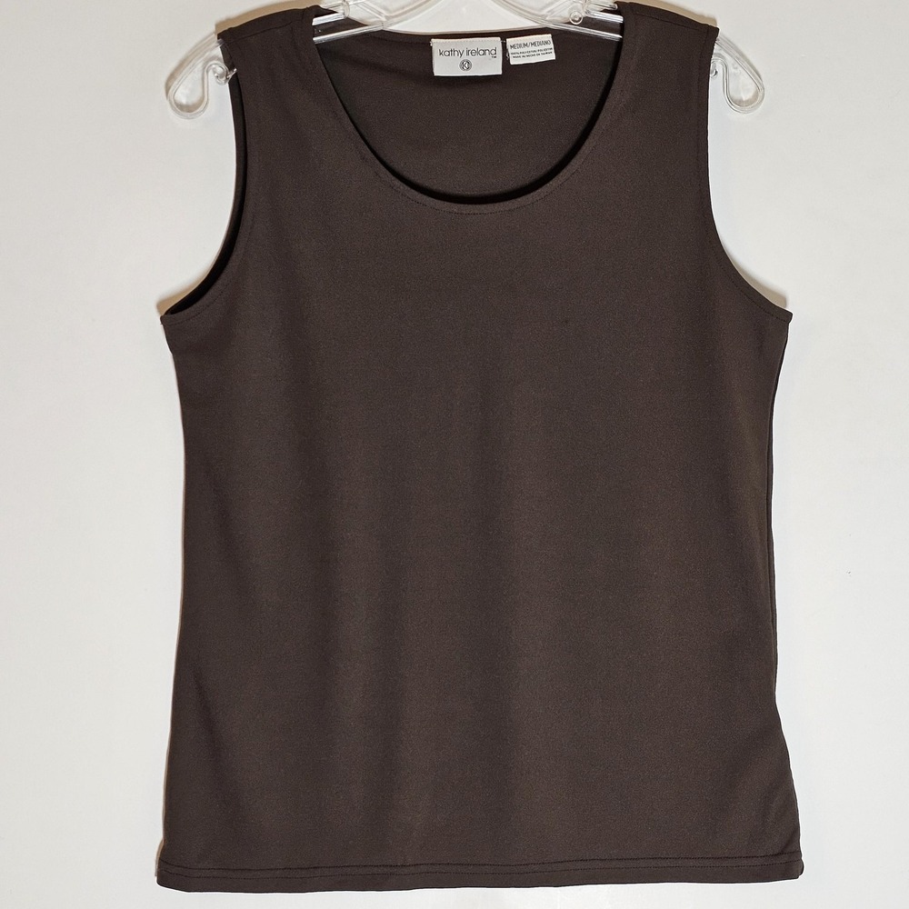 Kathy Ireland Tank Top Shirt Womens Medium Brown Sleeveless 100% Polyester